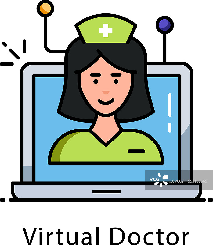 虚拟医生填充图标图片素材