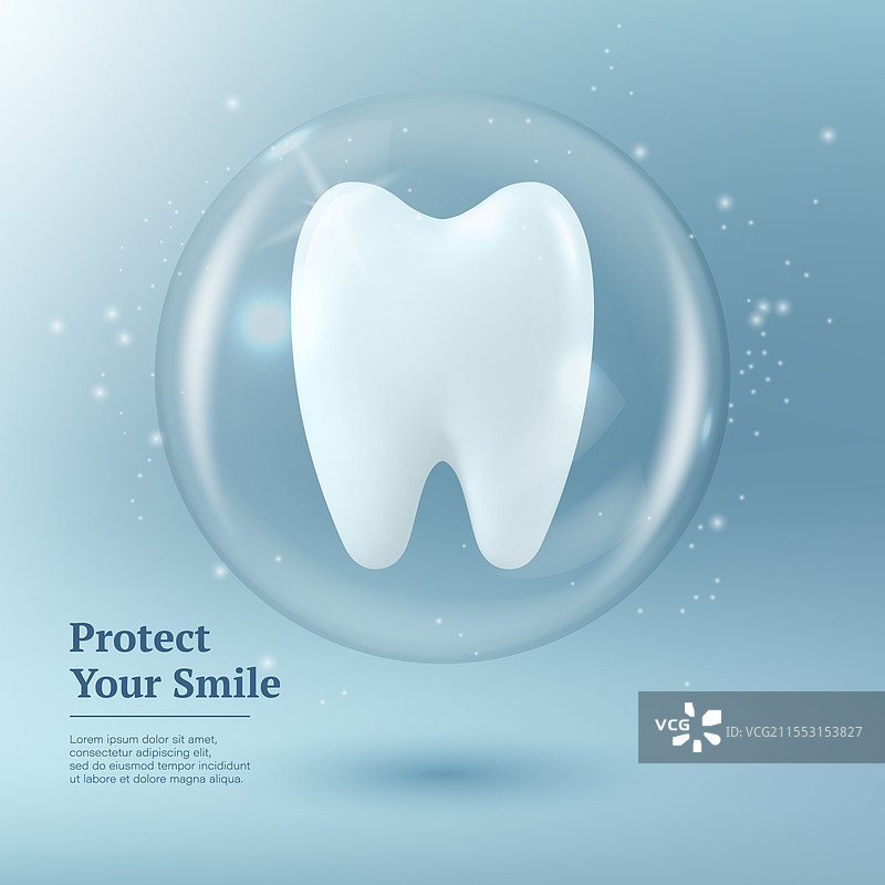 保护你的微笑 3D 真实感牙齿在一个图片素材