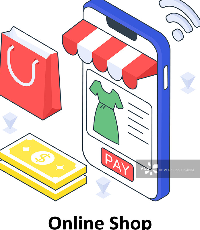 在线商店等距彩色EPS文件图片素材