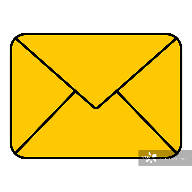 黄色信封电子邮件消息扁平图标隔离图片素材