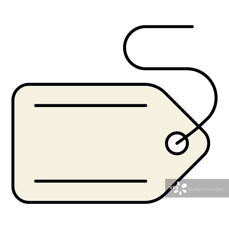 带绳子的价格标签扁平图标，独立于白色背景图片素材