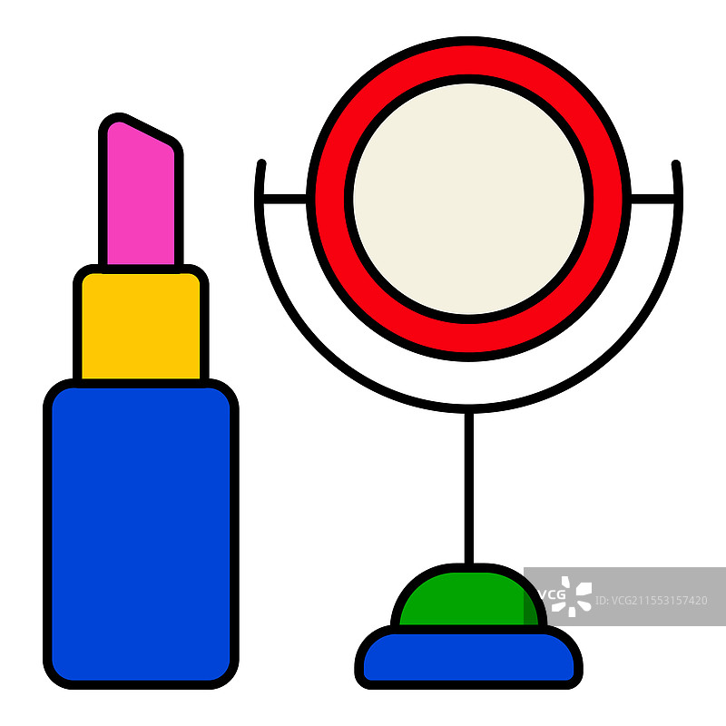 美容镜与化妆的扁平图标，孤立于背景上图片素材
