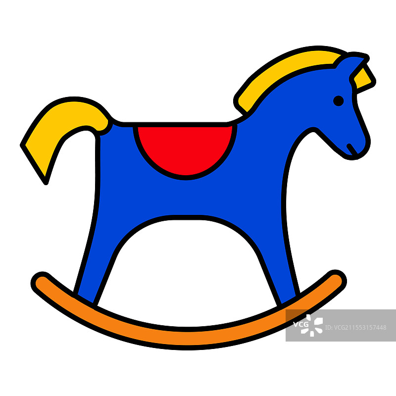 白色背景上的摇马玩具扁平图标图片素材