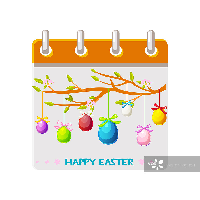 复活节日历页面，上面有复活节彩蛋图片素材
