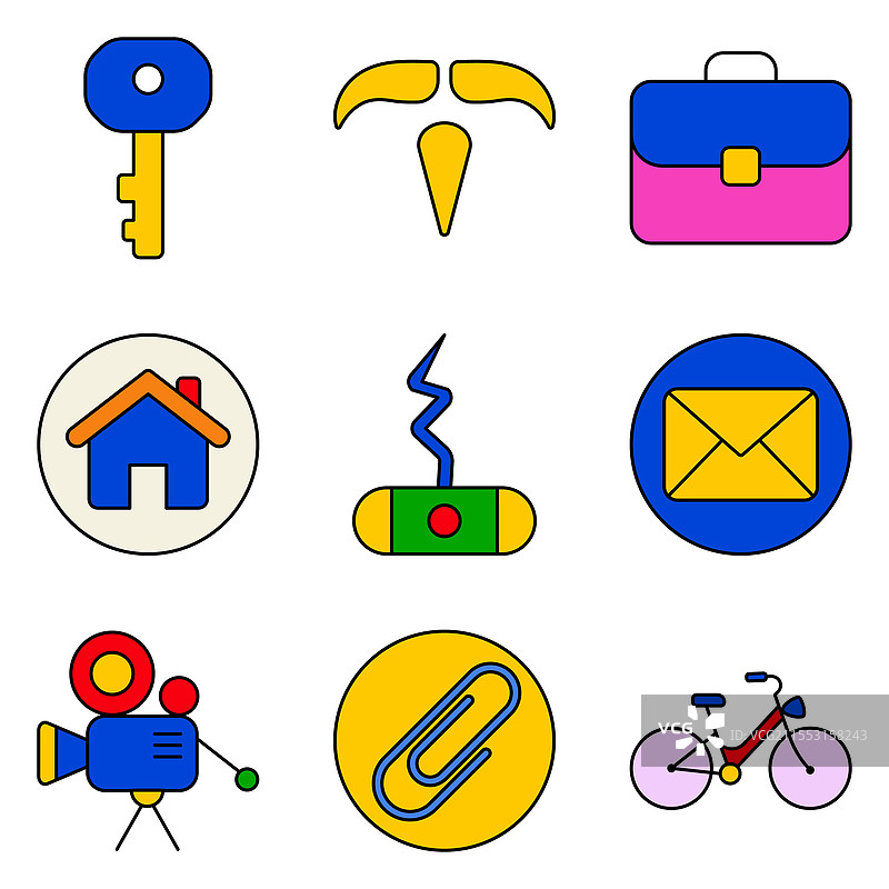 现代图标扁平图标集，孤立在白色背景上图片素材