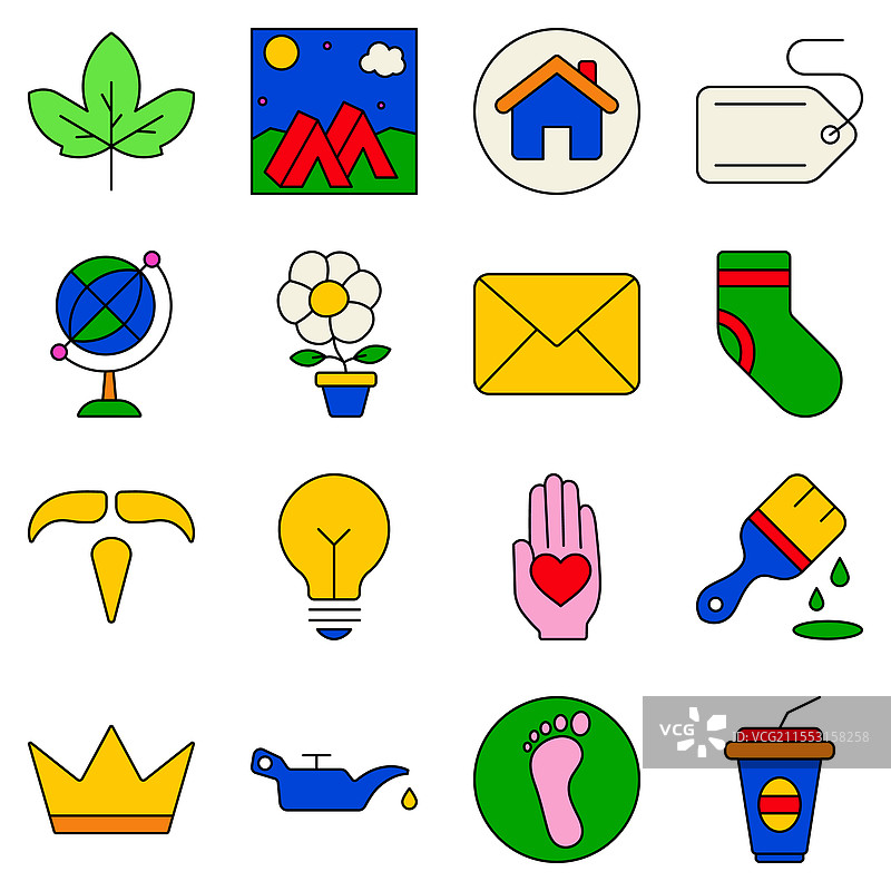 现代图标扁平图标集，孤立在白色背景上图片素材