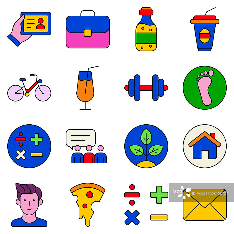 现代图标扁平图标集，孤立在白色背景上图片素材