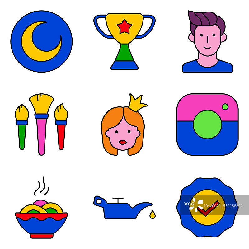 现代图标扁平图标集，孤立在白色背景上图片素材