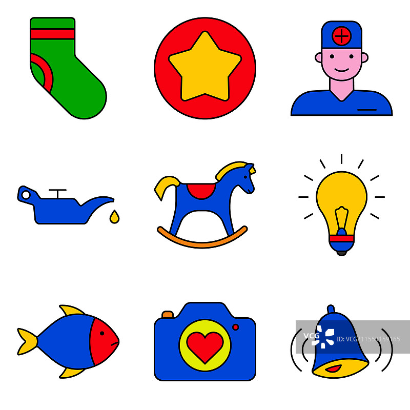 现代图标扁平图标集，孤立在白色背景上图片素材