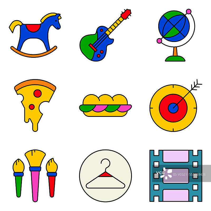 现代图标扁平图标集，孤立在白色背景上图片素材