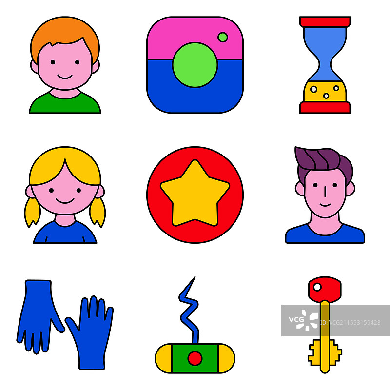 现代图标扁平图标集，孤立在白色背景上图片素材