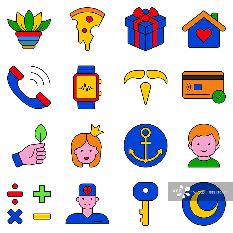 现代图标扁平图标集，孤立在白色背景上图片素材