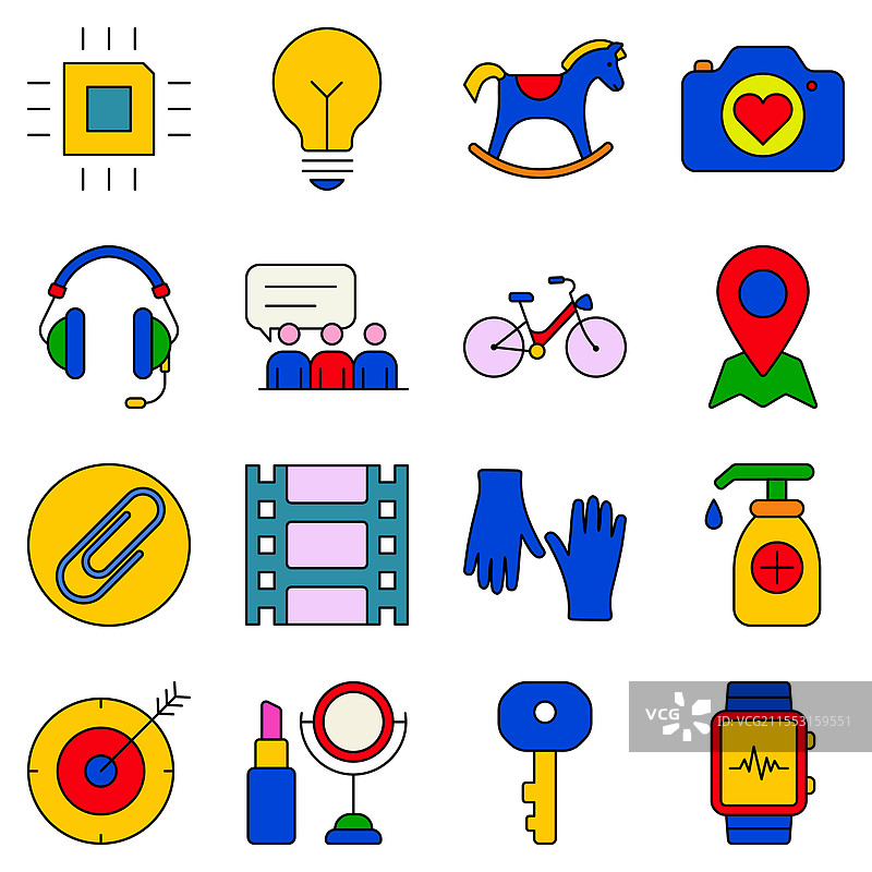 现代图标扁平图标集，孤立在白色背景上图片素材