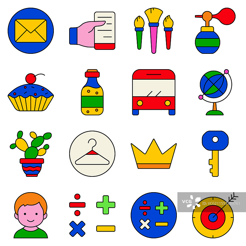 现代图标扁平图标集，孤立在白色背景上图片素材