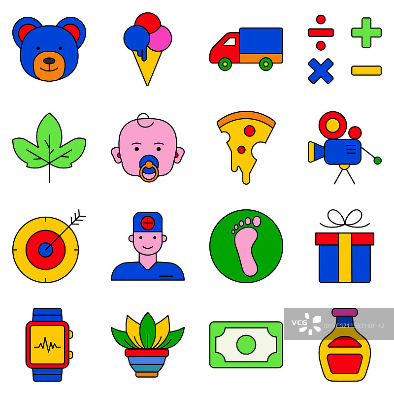 现代图标扁平图标集，孤立在白色背景上图片素材