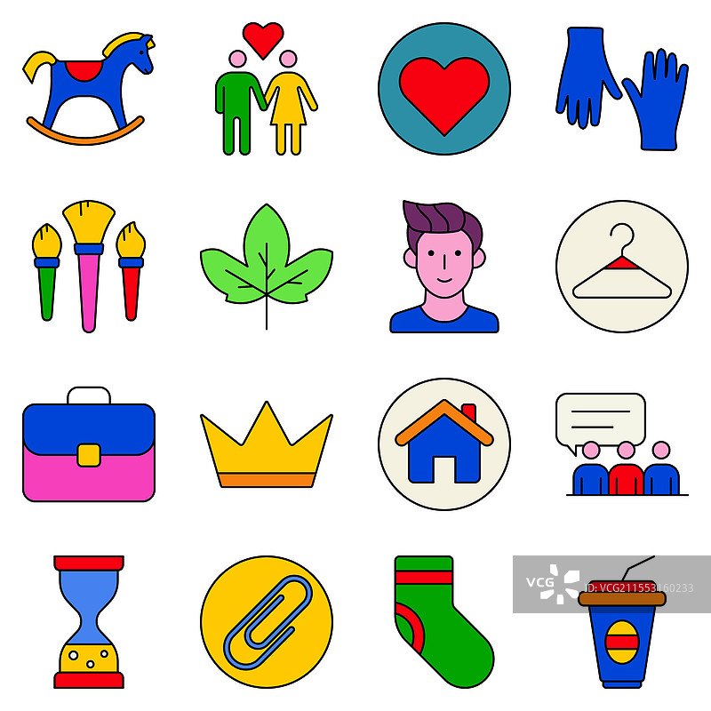 现代图标扁平图标集，孤立在白色背景上图片素材