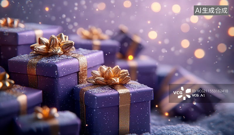 【AI数字艺术】紫色礼物盒子背景图片素材