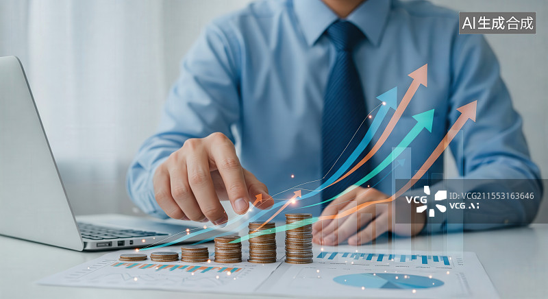 【AI数字艺术】数据增长与财富积累金融货币图片素材