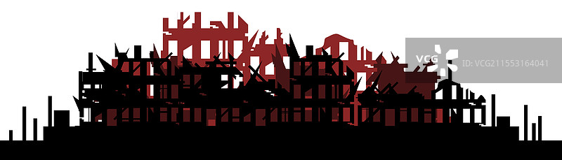 战争摧毁了城市的建筑。图片素材