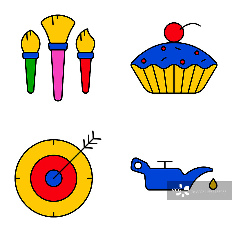 现代图标扁平图标集，孤立在白色背景上图片素材