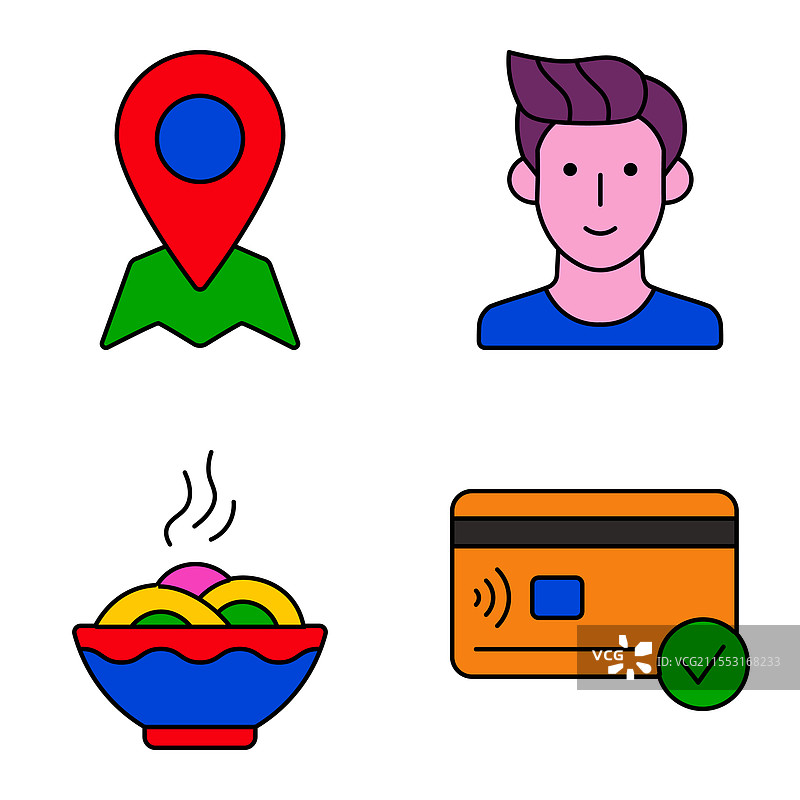 现代图标扁平图标集，孤立在白色背景上图片素材