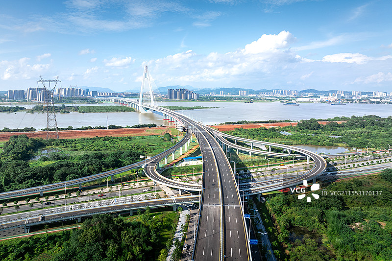 长沙香炉洲大桥航拍图片素材