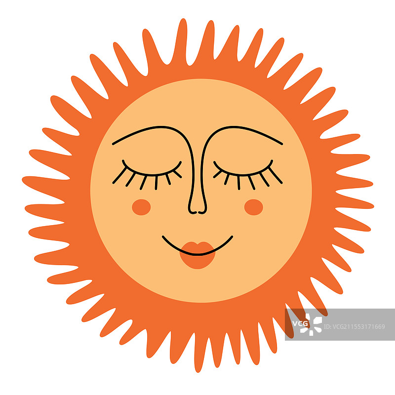 简单的手绘斯拉夫民俗太阳面孔涂鸦图片素材