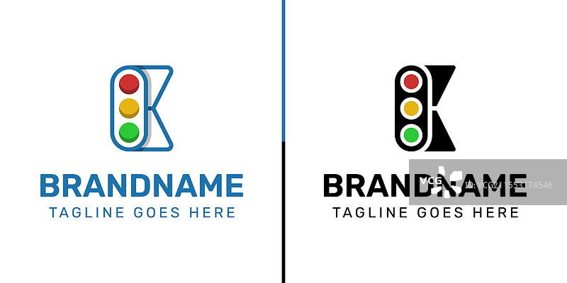 字母K交通灯标志集，适用于科技领域图片素材