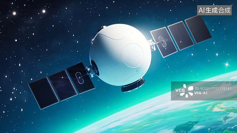 【AI数字艺术】太空卫星三维插画图片素材