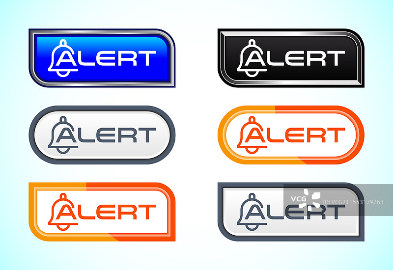 不同形状和颜色的警报按钮组合图片素材