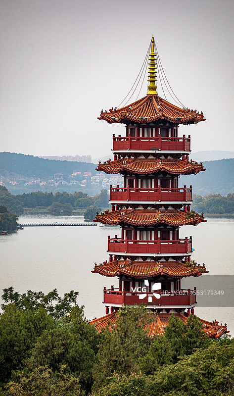 徐州云龙山云龙湖金山公园苏公塔山水城市自然景观图片素材