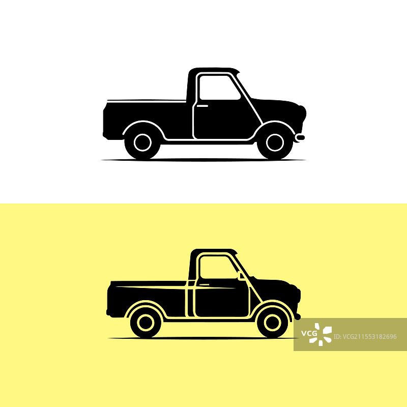 迷你卡车的简单轮廓图，孤立在背景上图片素材