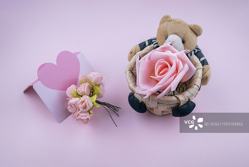 玫瑰与爱心卡片图片素材