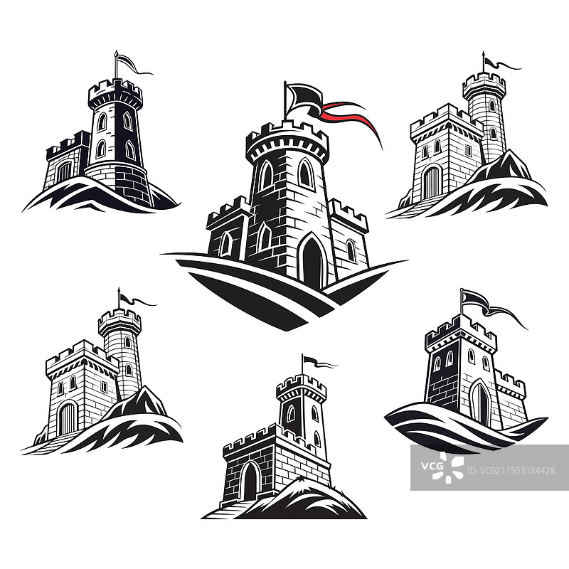 带塔楼的纹章城堡套件图片素材