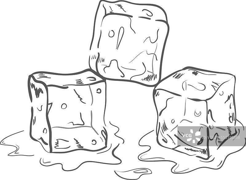一组单独元素的冰块素描图片素材