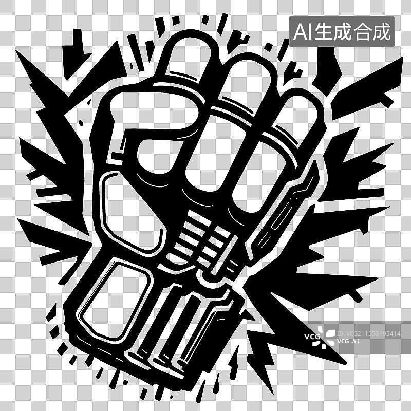 【AI数字艺术】黑色拳头涂鸦纹身图片素材