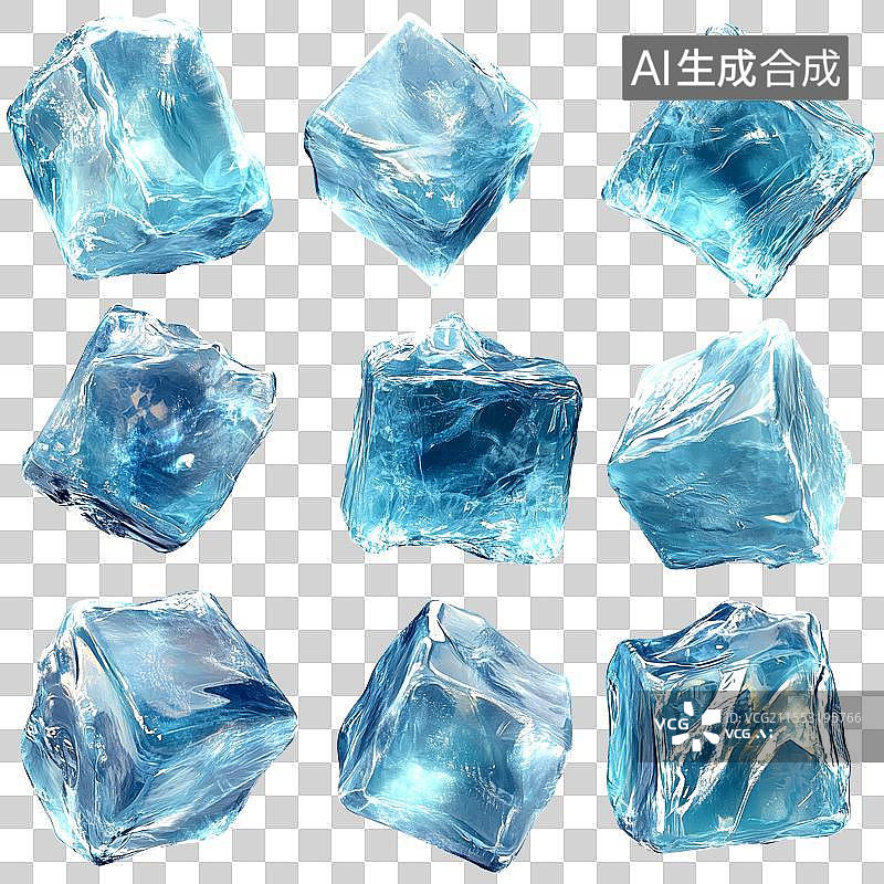 【AI数字艺术】3D冰块免抠图元素图片素材