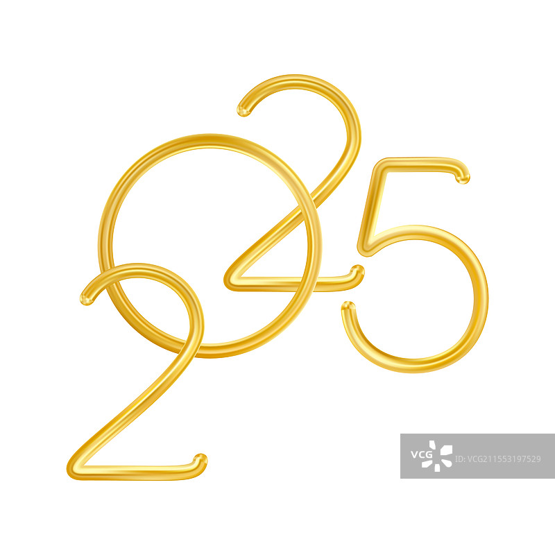 2025年金色细长的现实主义新年数字图片素材