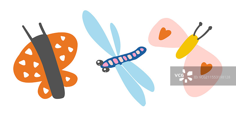 鲜艳的橙色和粉色蝴蝶与一个图片素材