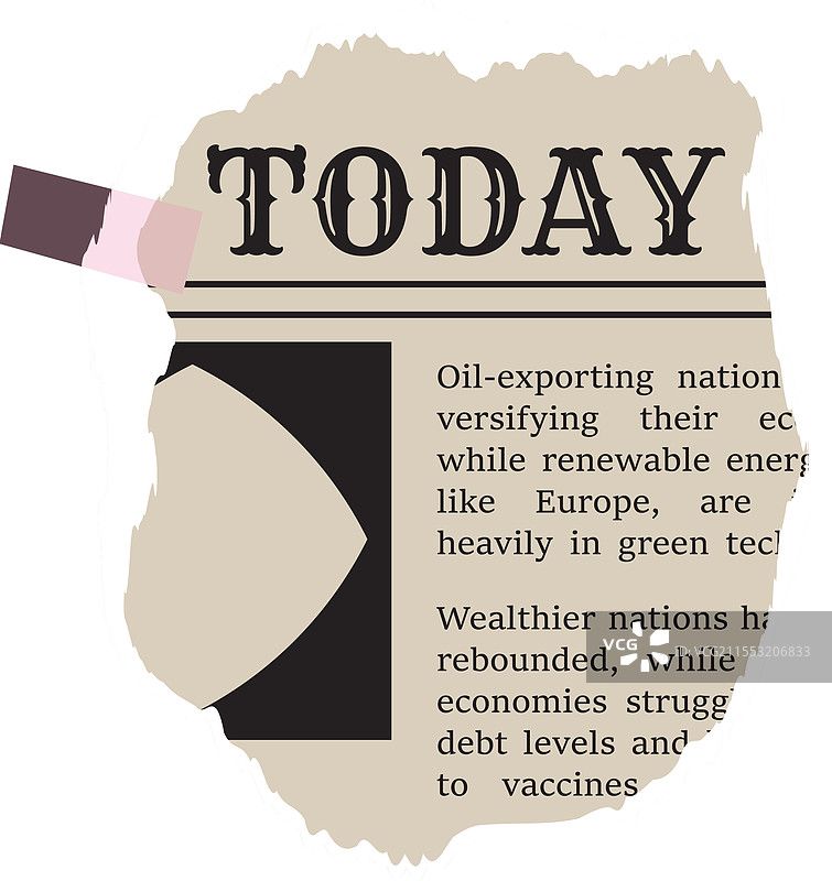 撕裂的报纸碎片，上面贴着贴纸图片素材