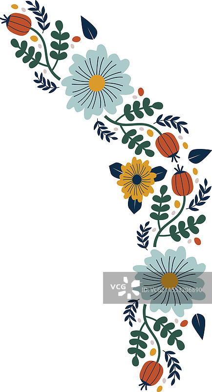 手绘花卉圆形边框图片素材