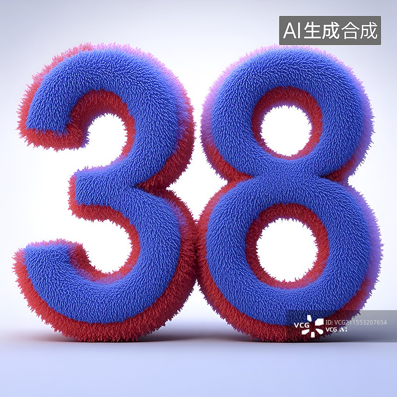 【AI数字艺术】毛茸茸的粉色3D数字38图片素材