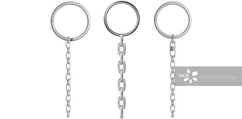 逼真的钥匙圈与链子图片素材