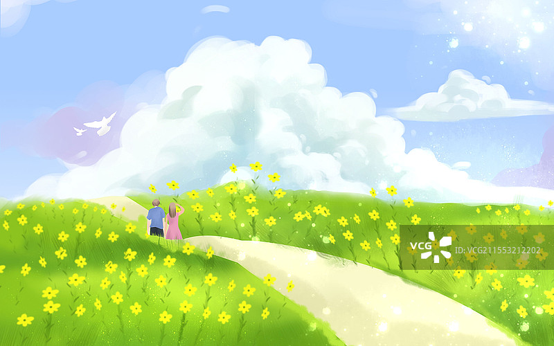 春天春分春分5春天立春春分春暖花开情侣郊游踏青图片素材