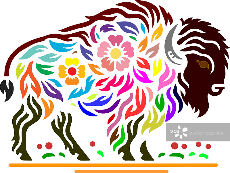 书法风格的野牛图片素材