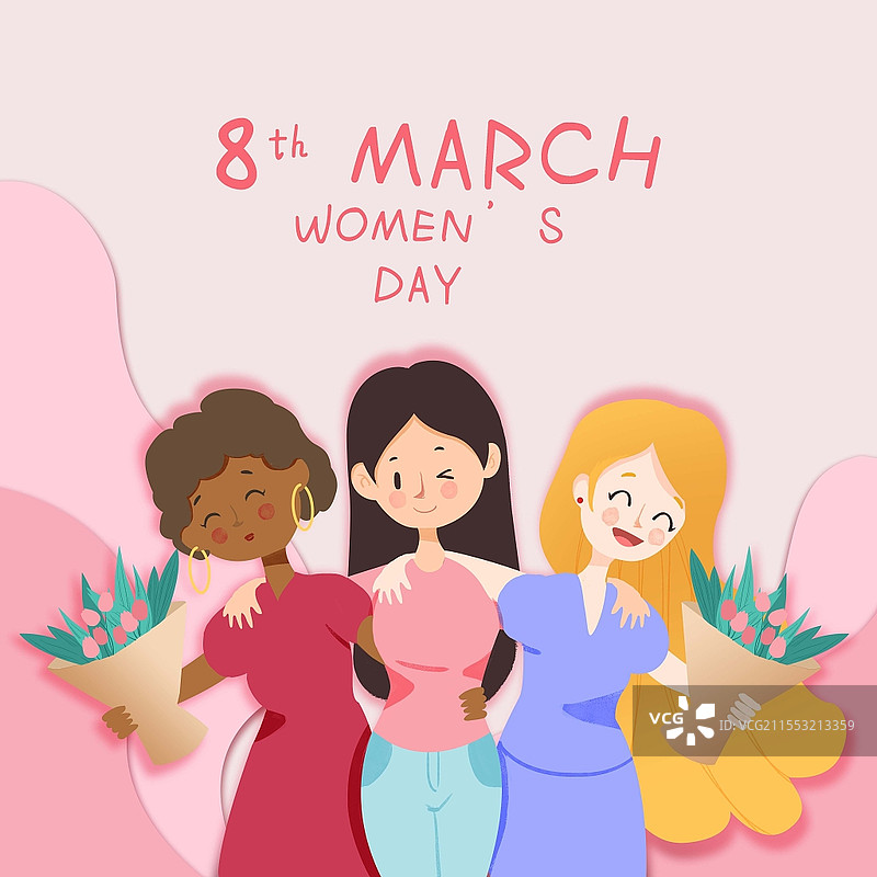 卡通手绘三八妇女节女生节女生小素材妇女节妇女女神节图片素材