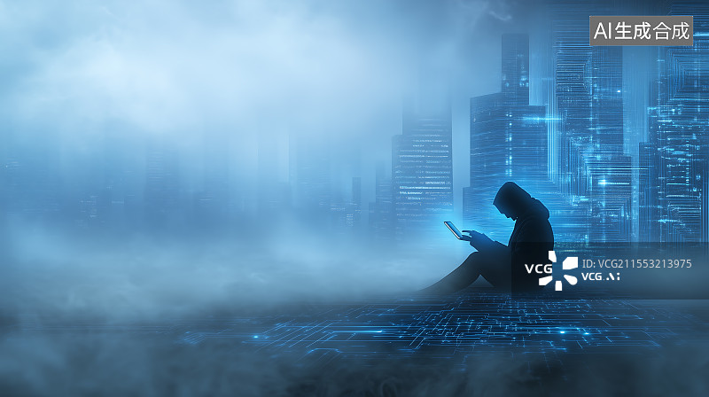 【AI数字艺术】城市背景人物数据图片素材
