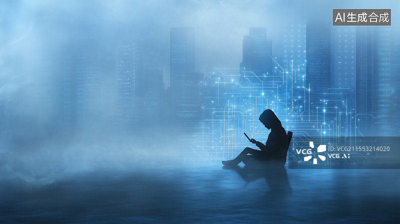 【AI数字艺术】城市背景人物数据图片素材
