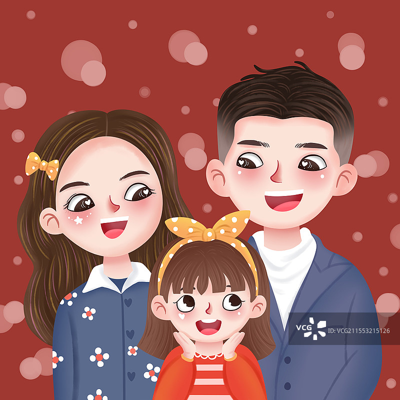 彩色卡通手绘可爱风格一家人人物头像原创插画海报卡通人物头像家人头像图片素材