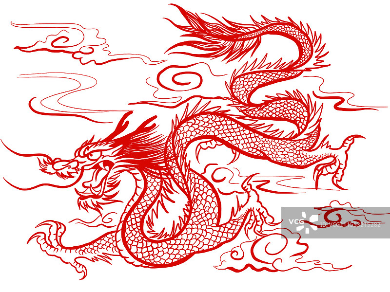 元旦龙纹二月二龙抬头手绘卡通剪纸龙原创插画海报国潮龙图片素材